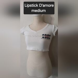 White Fitted Crop Top with Cap Sleeves